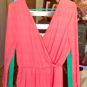 Salmon pink/orange short romper forever 21